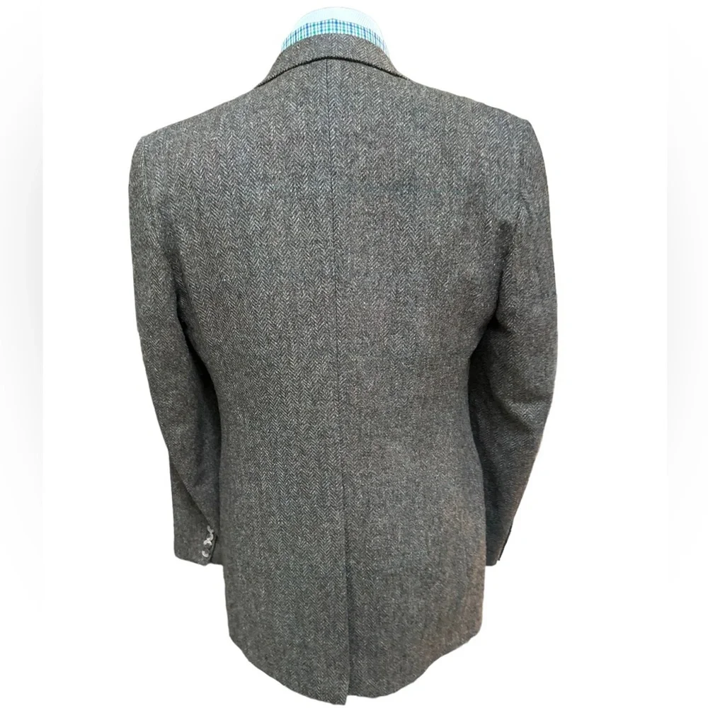 Vintage By Haggar Mens Brown Herringbone Wool Tweed Two Button Sport Coat Sz.42L